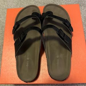 Madden Girl Black Strappy Footbed Sandal